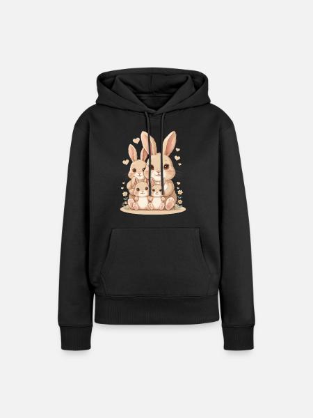 Kuschelhase Familienliebe - Frauen Premium Bio Hoodie - Schwarz