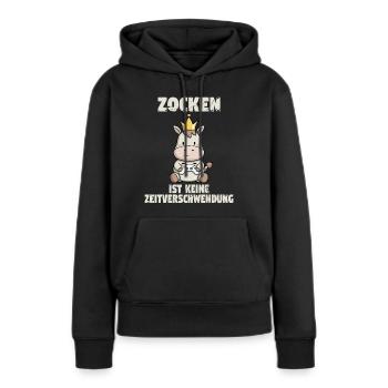 zocken zocken zocken - Frauen Premium Bio Hoodie - Schwarz - Vorne - Julia (174cm)