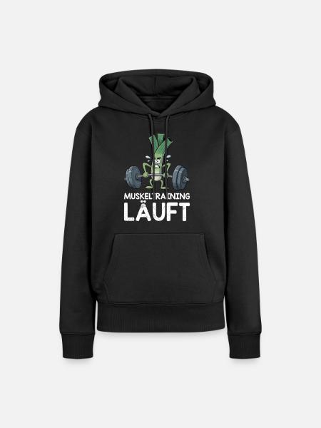 Gewichtheber MUSKELTRAINING LÄUFT Lustiges - Frauen Premium Bio Hoodie - Schwarz