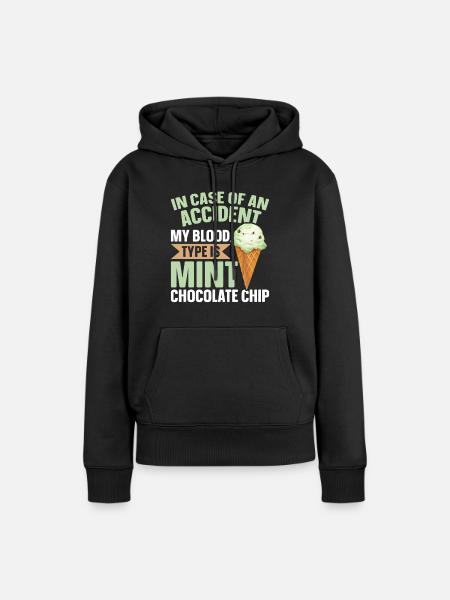Minz-Schokoladen-Chip-Geschmack Waffelkegel Minze - Frauen Premium Bio Hoodie - Schwarz