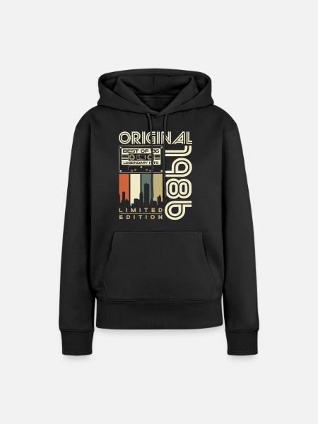 1986 Jahrgang 40. Geburtstag Geschenk Retro - Frauen Premium Bio Hoodie - Schwarz
