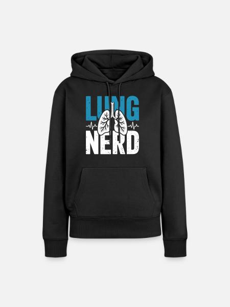 Lung Nerd Lungenliebhaber Shirt - Frauen Premium Bio Hoodie - Schwarz