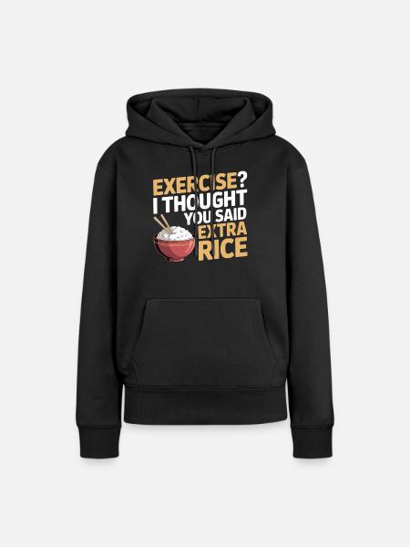 Extra Rice Humor - Frauen Premium Bio Hoodie - Schwarz