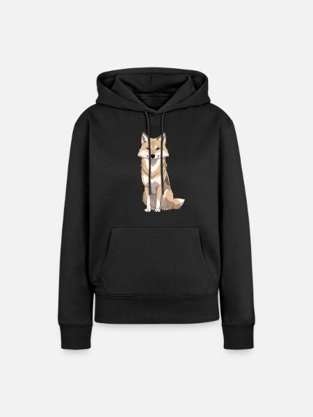 Fröhlicher Fuchsfreund Illustration - Frauen Premium Bio Hoodie - Schwarz