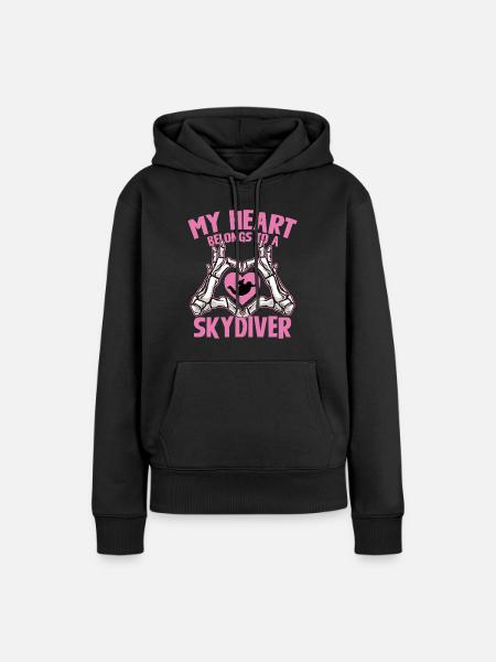Mein Herz gehört dem Skydiver - Frauen Premium Bio Hoodie - Schwarz