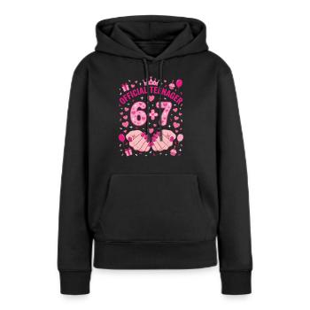 Offizieller Teenager 13. Platz 6+7 Herzen - Frauen Premium Bio Hoodie - Schwarz - Vorne - Julia (174cm)