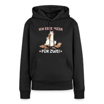Werdende Mama Gans Pizza für Zwei - Frauen Premium Bio Hoodie - Schwarz - Vorne - Julia (174cm)