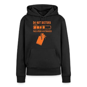 Nicht stören Pack-Öffnung im Laufenden Handel - Frauen Premium Bio Hoodie - Schwarz - Vorne - Julia (174cm)