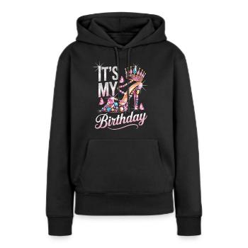 T-shirt Princesse Couronne pour fête d’anniversaire - Sweat à capuche Premium bio Femme - noir - Devant - Julia (174cm)