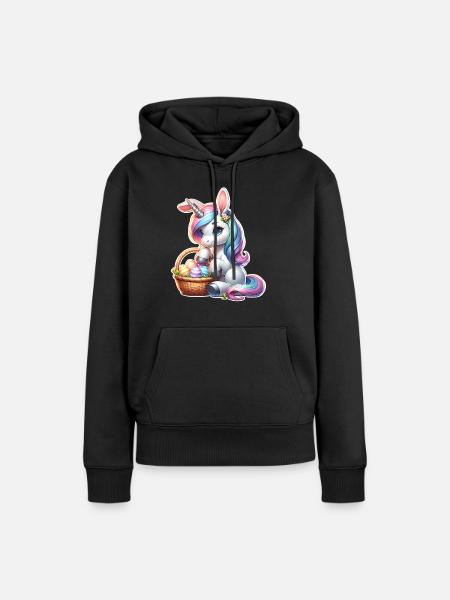 Einhorn Ostern - Frauen Premium Bio Hoodie - Schwarz