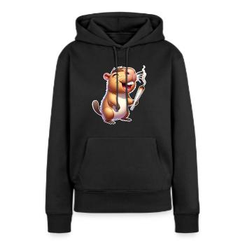 Mauvaise herbe de la capybara - Sweat à capuche Premium bio Femme - noir - Devant - Julia (174cm)