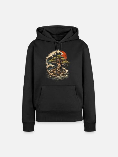 Bonsaibaum - Frauen Premium Bio Hoodie - Schwarz