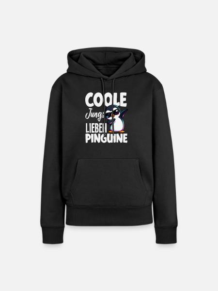 Coole Jungs lieben Pinguine Dabbing - Frauen Premium Bio Hoodie - Schwarz