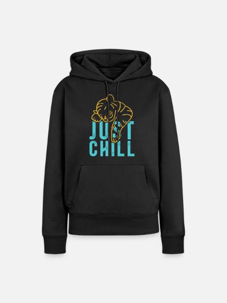 Just Chill Tiger – Entspannter Spruch - Frauen Premium Bio Hoodie - Schwarz