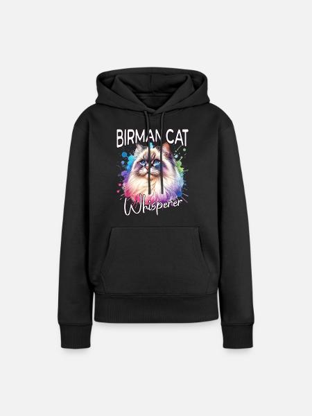 Birma Katze Flüsterer - Frauen Premium Bio Hoodie - Schwarz