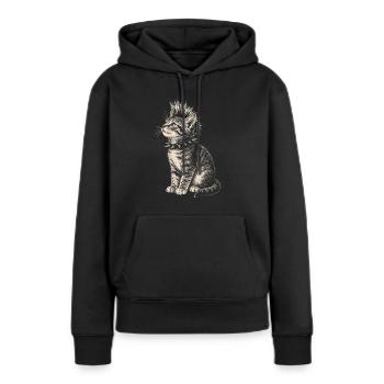 Maillot Punk Cat Mohawk Cats - Sweat à capuche Premium bio Femme - noir - Devant - Julia (174cm)