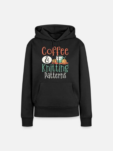 Kaffee Stricken Strickerin - Frauen Premium Bio Hoodie - Schwarz