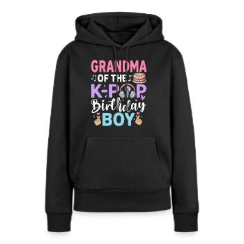 Grand-mère du garçon d’anniversaire K-Pop - Sweat à capuche Premium bio Femme - noir - Devant - Julia (174cm)