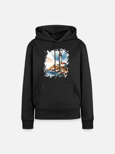 Leuchtturm - Frauen Premium Bio Hoodie - Schwarz