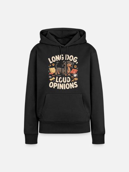 Dackel mit lauten Meinungen - Frauen Premium Bio Hoodie - Schwarz