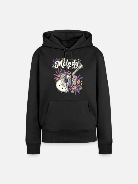 Melody Gitarre Blumen Musik - Frauen Premium Bio Hoodie - Schwarz