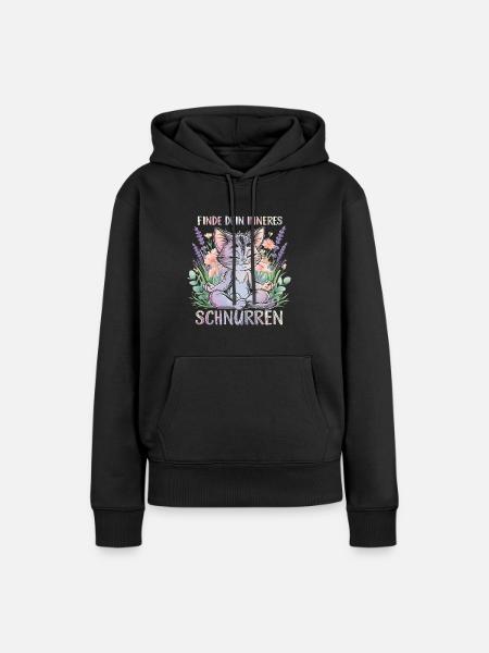 Yoga Katze Inneres Schnurren Namaste - Frauen Premium Bio Hoodie - Schwarz