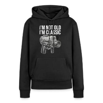 Nicht alt, ich bin klassische Kamera - Frauen Premium Bio Hoodie - Schwarz - Vorne - Julia (174cm)