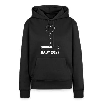 Baby 2027 Herzballon Schwangerschaft - Frauen Premium Bio Hoodie - Schwarz - Vorne - Julia (174cm)