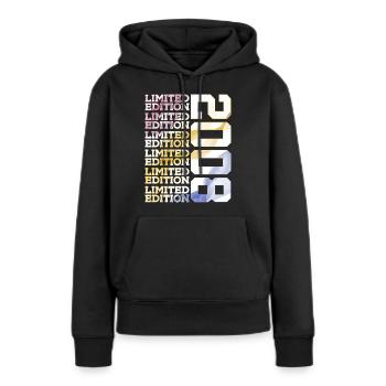 LIMITED EDITION 2008 - 18 JAHRE - 18. GEBURTSTAG - Frauen Premium Bio Hoodie - Schwarz - Vorne - Julia (174cm)