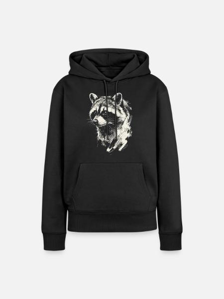 Frecher Waschbär - Frauen Premium Bio Hoodie - Schwarz