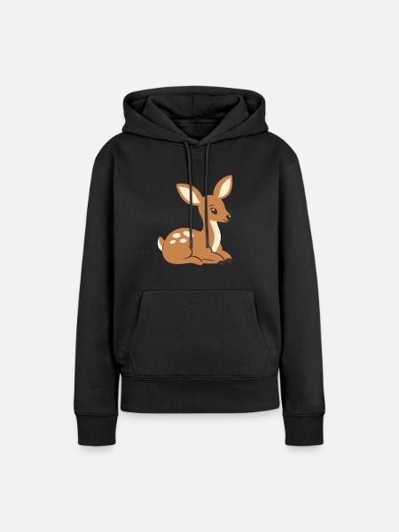 Rehkitz Geschenkidee Zeichnung Tierliebhaber - Frauen Premium Bio Hoodie - Schwarz