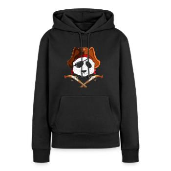 Panda Panda avec cache-oeil - Sweat à capuche Premium bio Femme - noir - Devant - Julia (174cm)