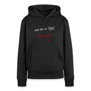 Angel diable femmes attitude envers la vie des femmes puissance - Sweat à capuche Premium bio Femme - noir - Devant - Julia (174cm)
