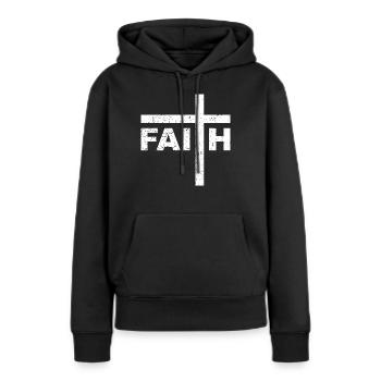 Foi - Sweat à capuche Premium bio Femme - noir - Devant - Julia (174cm)