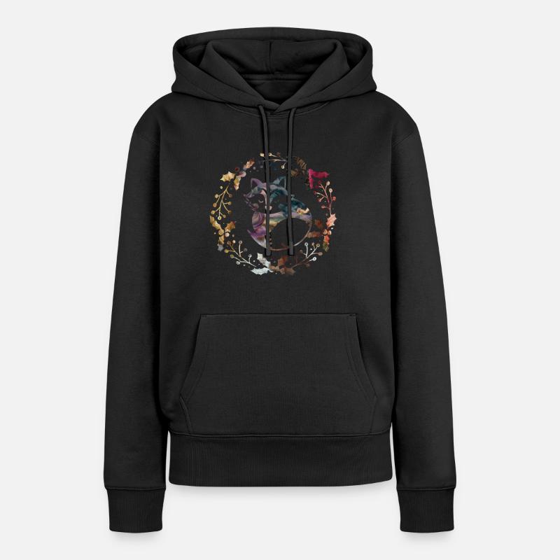 Renard heureux - Sweat à capuche Premium bio Femme - noir