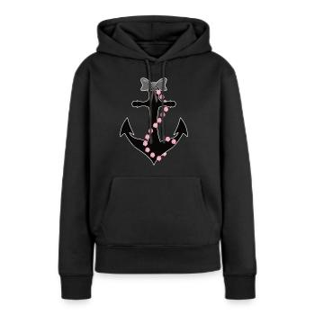Anchor with bow and roses rope - Women’s Premium Organic Hoodie - black - Front - Julia (174cm)