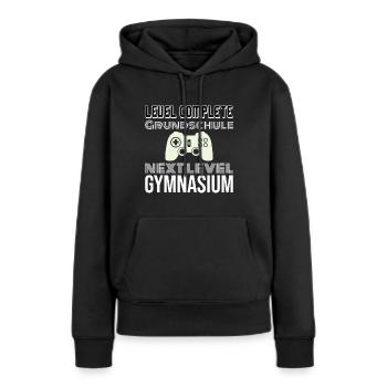 Grundschule ist vorbei Level Gymnasium - Frauen Premium Bio Hoodie - Schwarz - Vorne - Julia (174cm)