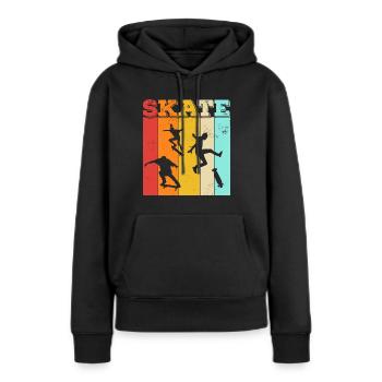 Skate, skaten, Skater, Skateboard - Frauen Premium Bio Hoodie - Schwarz - Vorne - Julia (174cm)