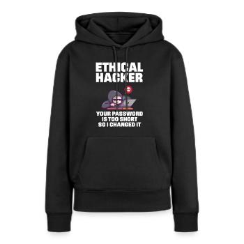 Drôle de dicton Hacker éthique pour le nerd du piratage - Sweat à capuche Premium bio Femme - noir - Devant - Julia (174cm)