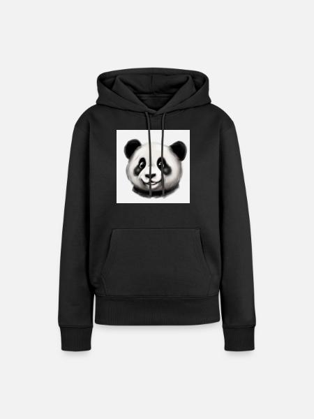 Süßer Panda - Frauen Premium Bio Hoodie - Schwarz
