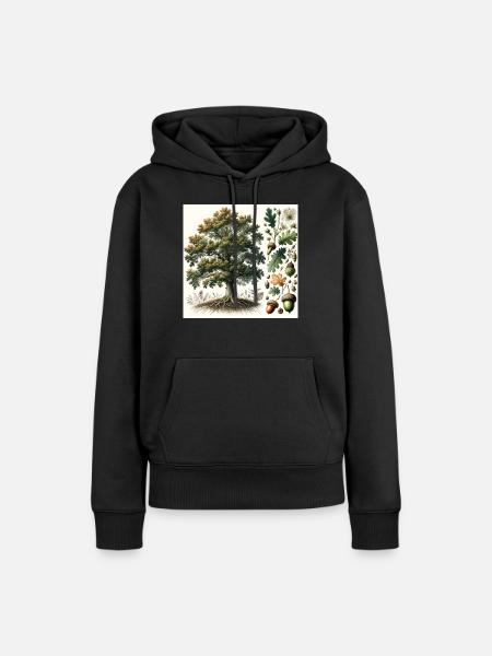 Eiche Botanik - Frauen Premium Bio Hoodie - Schwarz