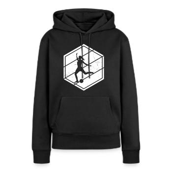Herren Fussballspieler Fussballspielen Fussball - Frauen Premium Bio Hoodie - Schwarz - Vorne - Julia (174cm)