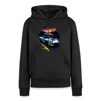 Voiture de sport - Sweat à capuche Premium bio Femme - noir - Devant - Julia (174cm)