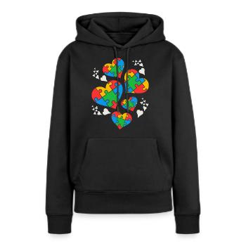 Conscience de l’autisme - Sweat à capuche Premium bio Femme - noir - Devant - Julia (174cm)