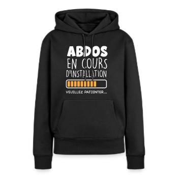 Téléchargement abdos en cours - Sweat à capuche Premium bio Femme - noir - Devant - Julia (174cm)