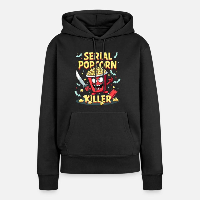 Thème amusant « Serial Popcorn Killer » - Sweat à capuche Premium bio Femme - noir