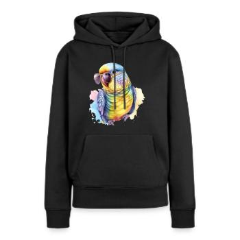 Perruche fraîche colorée avec lunettes de soleil - Sweat à capuche Premium bio Femme - noir - Devant - Julia (174cm)