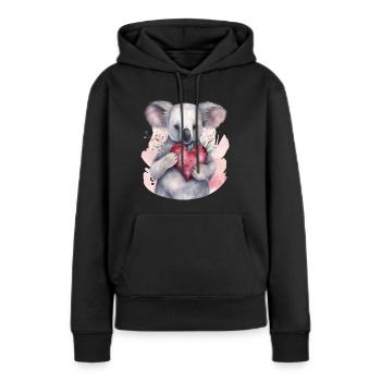 Niedlicher & süßer Koala mit Herz und Blumen Liebe - Frauen Premium Bio Hoodie - Schwarz - Vorne - Julia (174cm)