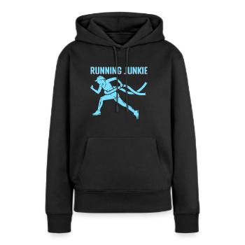 Marathonien junkie de course à pied - Sweat à capuche Premium bio Femme - noir - Devant - Julia (174cm)