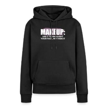 Maquilleuse disant cadeau - Sweat à capuche Premium bio Femme - noir - Devant - Julia (174cm)